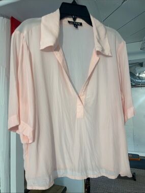 J. Crew Pale Pink Short Sleeve Popover  Blouse